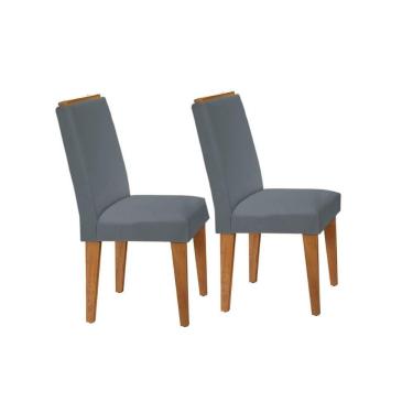 Imagem de Kit 2 Cadeiras De Cozinha Lunara Imbuia-suede Grafite - Rufato