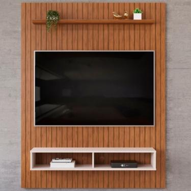 Imagem de Painel Para Tv Até 55" Aston Com 2 Nichos Freijó Off White - Fabrica 1 Móveis