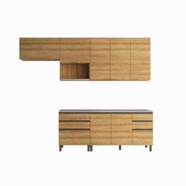 Imagem de Cozinha Bartira Cristal Com 7 Portas 6 Gavetas 4 Prat Lâmina Mel