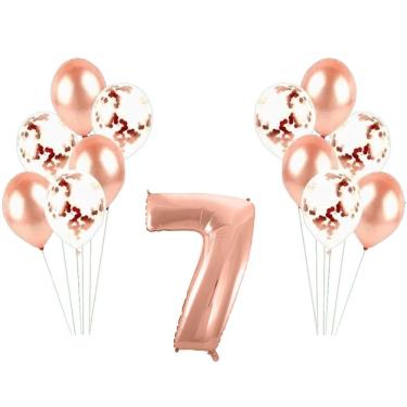 Imagem de Kit Arranjo De Balões Número 7 Rose Gold - 13 Itens