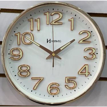 Imagem de Relógio Parede Herweg Silencioso Ponteiros Luminosos 4609 Branco - Branco