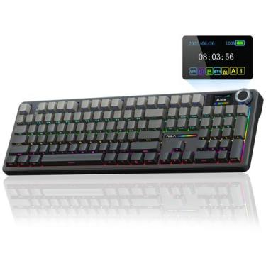 Imagem de Teclado mecânico sem fio AULA F108 PRO com tela e botão