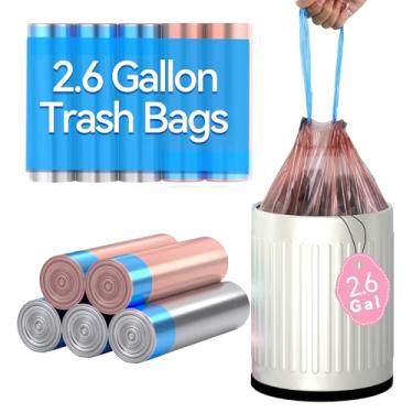 Imagem de LJIACLEA Sacos de lixo pequenos com cordão de 7 litros, saco de lixo para banheiro, 75 unidades, forro de lixeira para banheiro, escritório, quarto, cozinha, aleatório, ouro e prata