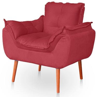 Imagem de Poltrona Opala Para Sala Confortável Resistente Veludo Cor Rosê