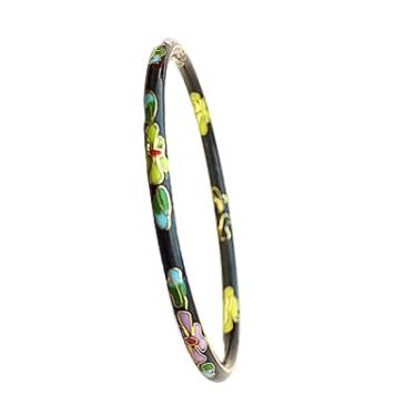 Imagem de Only My Live Home Pulseiras étnicas coloridas cloisonne esmaltadas grandes e finas para mulheres, joias, presentes, artesanato chinês tradicional ICH, Inner Diameter 2.44 inch wide 0.12 inch about