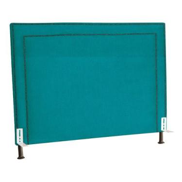 Imagem de Cabeceira Para Cama Box Solteiro 90cm Viviane Suede - Estopar, Azul Tu