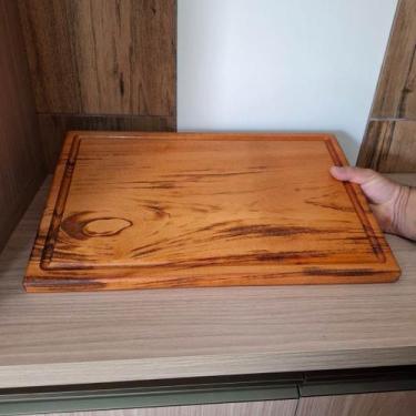 Imagem de Tábua De Carne Para Churrasco Corte Cozinha Madeira Maciça 45cm - Lign