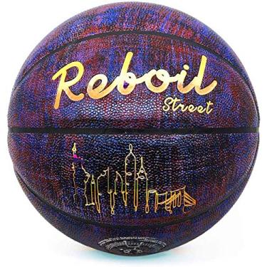 Imagem de REBOILPHASE Bola de basquete infantil, tamanho 5, roxo, couro composto, tecnologia de jato de tinta, 22 cm de diâmetro, peso 470-500 g