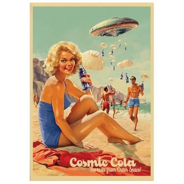 Imagem de Fantasy North - Cosmic Cola #1-50s Retro Vintage - UFOs Aliens - 100 Textured Matte TCG Card Sleeves - Fits Magic MTG Commander Pokemon and Other Card Games - Playing Card Sleeves