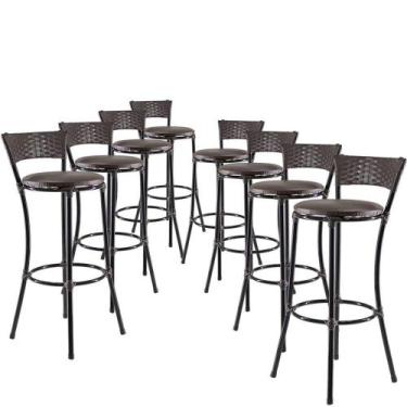 Imagem de Kit Com 8 Banquetas Alta Forts Fibra Uv Bancada, área Goumert, Bar, Pi