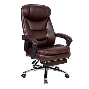 Imagem de Mesa de escritório com apoio para os pés executivo e ergonômico giratório duplo grosso encosto alto ergonômico ajustável capacidade de rolamento de corrida: 150 kg