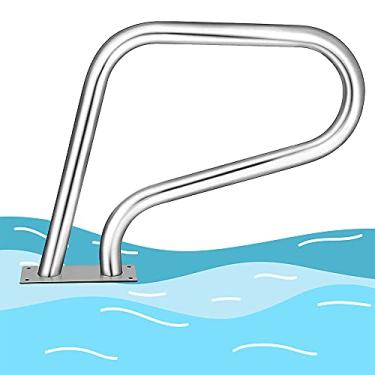 Imagem de Corrimão de piscina de aço inoxidável com 3 dobras corrimãos de escada com placas de suporte de instalação rápida, alça perfeita escada para piscina (espessura: 1,0 mm) ()