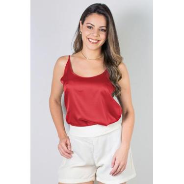 Imagem de Blusa feminina de alcinha cetim 71103 - Fluffy, Vermelho, M