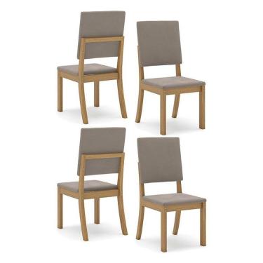 Imagem de Cadeira Para Mesa De Jantar Ambiente Milla Kit 4 Peças Nature Marrom Amêndoa - Henn