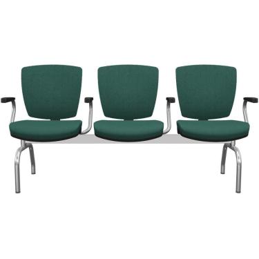 Imagem de Cadeira Longarina 3 Lugares Aeroporto Recepção Cromado Baixa Flexi P03 Poliéster Verde - Lyam