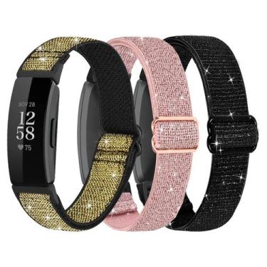 Imagem de Pacote com 3 faixas elásticas de nylon para Fitbit Inspire Fitness Tra
