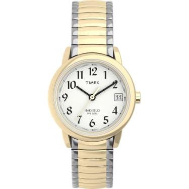 Imagem de Relógio feminino Timex Easy Reader com pulseira de expansão de data, Leitor Core Easy, Dois tons/branco, Tamanho Único