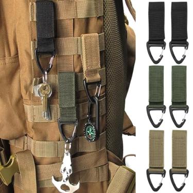 Imagem de Pacote com 6 ganchos de fivela de mosquetão tático, clipe de chaveiro para mochila, cinto, garrafa de água, uso ao ar livre e EDC (cores mistas)