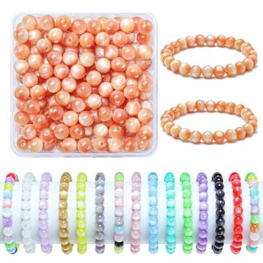Imagem de Contas de vidro de 8 mm para pulseiras, 100 peças de contas redondas de cristal para kits de fabricação de joias, contas, artesanato DIY (laranja)