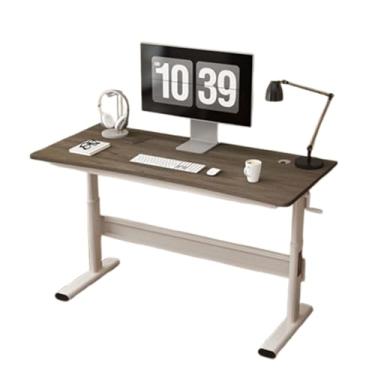 Imagem de Mesa ajustável manual, mesa de trabalho com altura ajustável, mesa de trabalho 80/100/120/140 x 60 cm, placa espessa, aço carbono, multicolorida, ergonômica para escritório de estudo, branco A 80 x 60