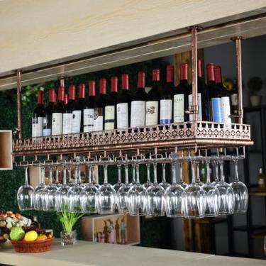 Imagem de HGTRH Suporte de garrafa de vidro montado na parede prateleira suspensa metal preto, suporte de teto para adega de vinho, suporte de teto para armazenamento de vinho, prateleira de licor com suporte