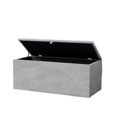 Imagem de Baú Grande Retangular em Veludo 90x40x44cm (Cinza)