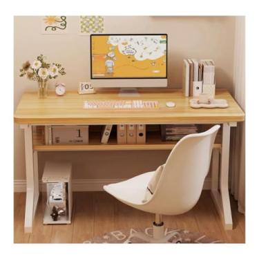 Imagem de HGTRH Mesa de computador com compartimento de armazenamento, vigas reforçadas para escritório doméstico, mesa de estudo para trabalho e armazenamento eficientes, 80 x 50 x 75 cm