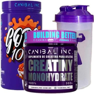 Imagem de Kit Gods Whey 900g + Creatina Monohidrata 300g Sabor Churros - CANIBAL
