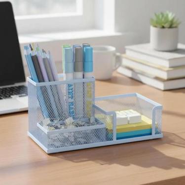 Imagem de Organizador De Canetas 3 Compartimentos Lápis Mesa De Escritório Porta