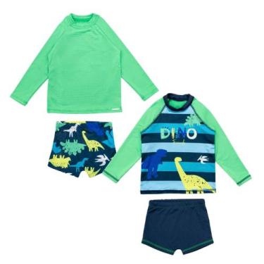 Imagem de Kit 2 Conjuntos Menino Blusa E Sunga Proteção Uv - Fofotinhos, Reino d