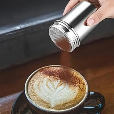Imagem de Coqueteleira de malha fina de aço inoxidável para açúcar com tampa - Ótimo para bicarbonato de sódio, cacau, amido de milho, café (m)