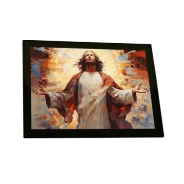 Imagem de Quadro Decorativo Religioso Jesus Ilustração Cores Pintura Decoração Poster Quarto Sala