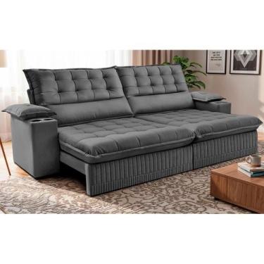 Imagem de Sofá Retrátil e Reclinável 2,40m Molas Ensacadas Dream. Velusoft Cama 