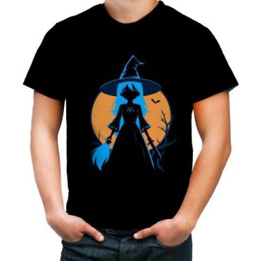Imagem de Camiseta Colorida Bruxa Halloween Azul Festa 11 - Kasubeck Store, INF 