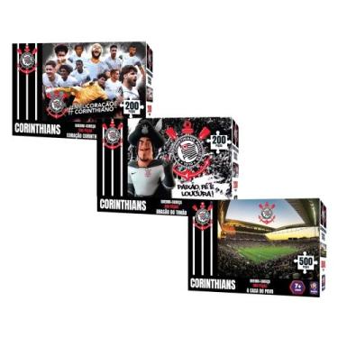 Imagem de COMP Kit 3 Quebra Cabeças Corinthians Arena + Brasão + Jogadores