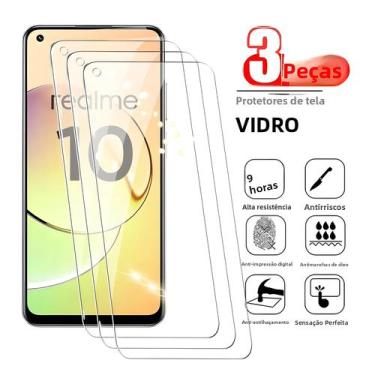 Imagem de Protetor De Tela De Vidro Temperado Realme 7 8 9 pro 10 7i 8i 9i 3 Peç