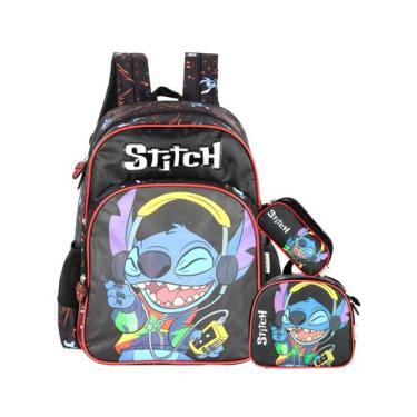 Imagem de Kit Lilo Stitch Mochila Costas + Lancheira + Estojo T Menino - Disney,