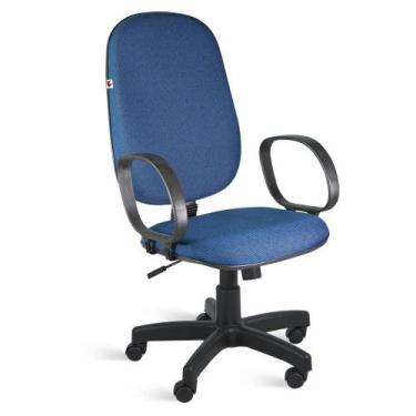 Imagem de Cadeira Presidente Relax Braços Tecido Azul Com Preto Ágata - Ideaflex