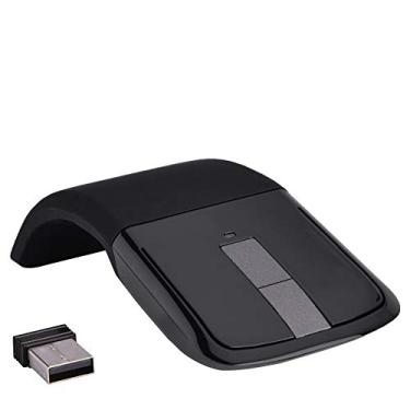 Imagem de Mouse de toque sem fio dobrável USB de 2,4 GHz, mouse óptico universal 1000 DPI com arco sensível ao toque + receptor USB para PC/notebook/Smart TV (preto)