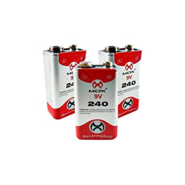 Imagem de Baterias 9v 240mah Mox Recarregaveis - 3 Unidades
