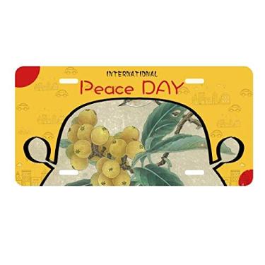 Imagem de DIYthinker Loquat Placa de licença com pintura chinesa bordada para decoração de carro Dia da Paz