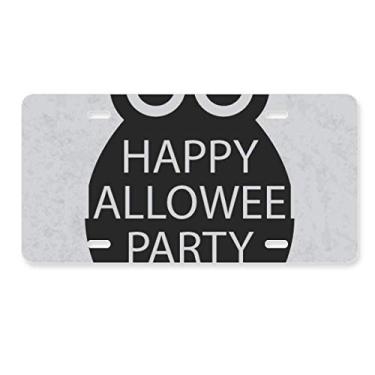 Imagem de DIYthinker Placa de carro de coruja preta simples de Halloween para decoração de carro, acessório de aço inoxidável