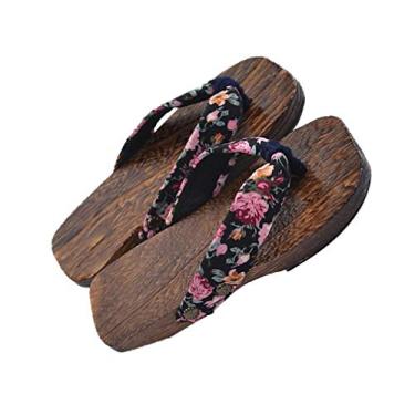 Imagem de Geta tamancos infantis chinelos sandálias de madeira tamanho 16 a 22 adolescentes cosplay foto acessórios verão chinelos (rosa), Preto, Size 18-26