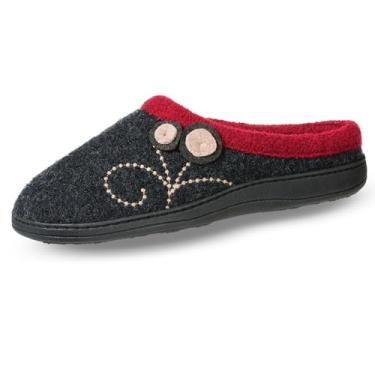 Imagem de Acorn Pantufas femininas Clog, palmilha de espuma viscoelástica multicamadas com suporte de arco, Botão carvão, 9.5-10.5