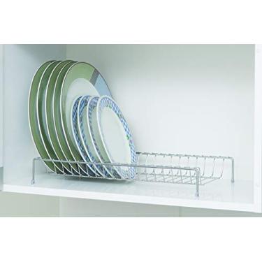 Imagem de Organizador Armário de Cozinha Secador Porta 18 Pratos Suporte Escorredor Cromado