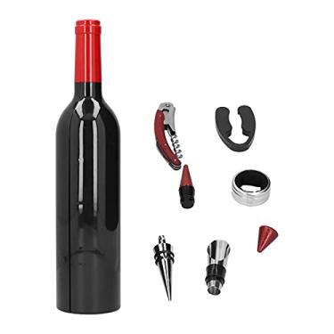 Imagem de AONYAYBM Conjunto de abridor de vinho com caixa de armazenamento em forma de garrafa, kit abridor de vinho portátil, fácil de usar, abridor de vinho saca-rolhas durável, fácil de operar, abridor de
