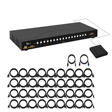 Imagem de CKLau 4Kx2K HDMI KVM Switch 16 portas com cabos, suporte de interruptor KVM para montagem em rack HDCP, EDID para Windows, Linux, Mac, Debian, Ubuntu, Fedora, Raspberry Pi e Ubuntu