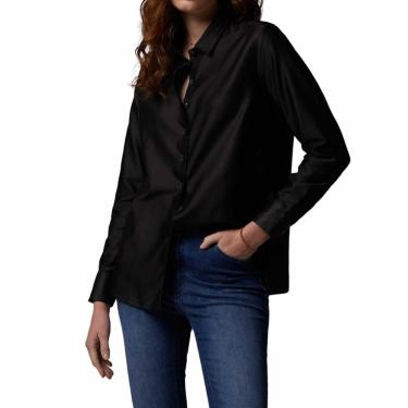 Imagem de Camisa Feminina Dudalina ML Regular Tricoline Preta - 530103-Feminino