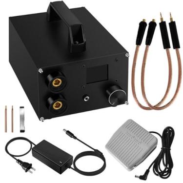 Imagem de HYZHANHONG 5V/ 2100A máquina de solda por pontos automática de pulso duplo, 250 ajuste de potência, máquina de solda por pontos portátil com tela LCD de 1,8 polegadas exibindo bateria de lítio