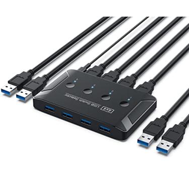 Imagem de YINNCEEN Switch Usb 3.0, Computadores Switcher Usb Premium Compartilhando 4 Dispositivos Usb para Scanner de Impressora de Teclado e Mouse, Caixa de Switcher Periférico Compatível com Mac/Windows/Linu